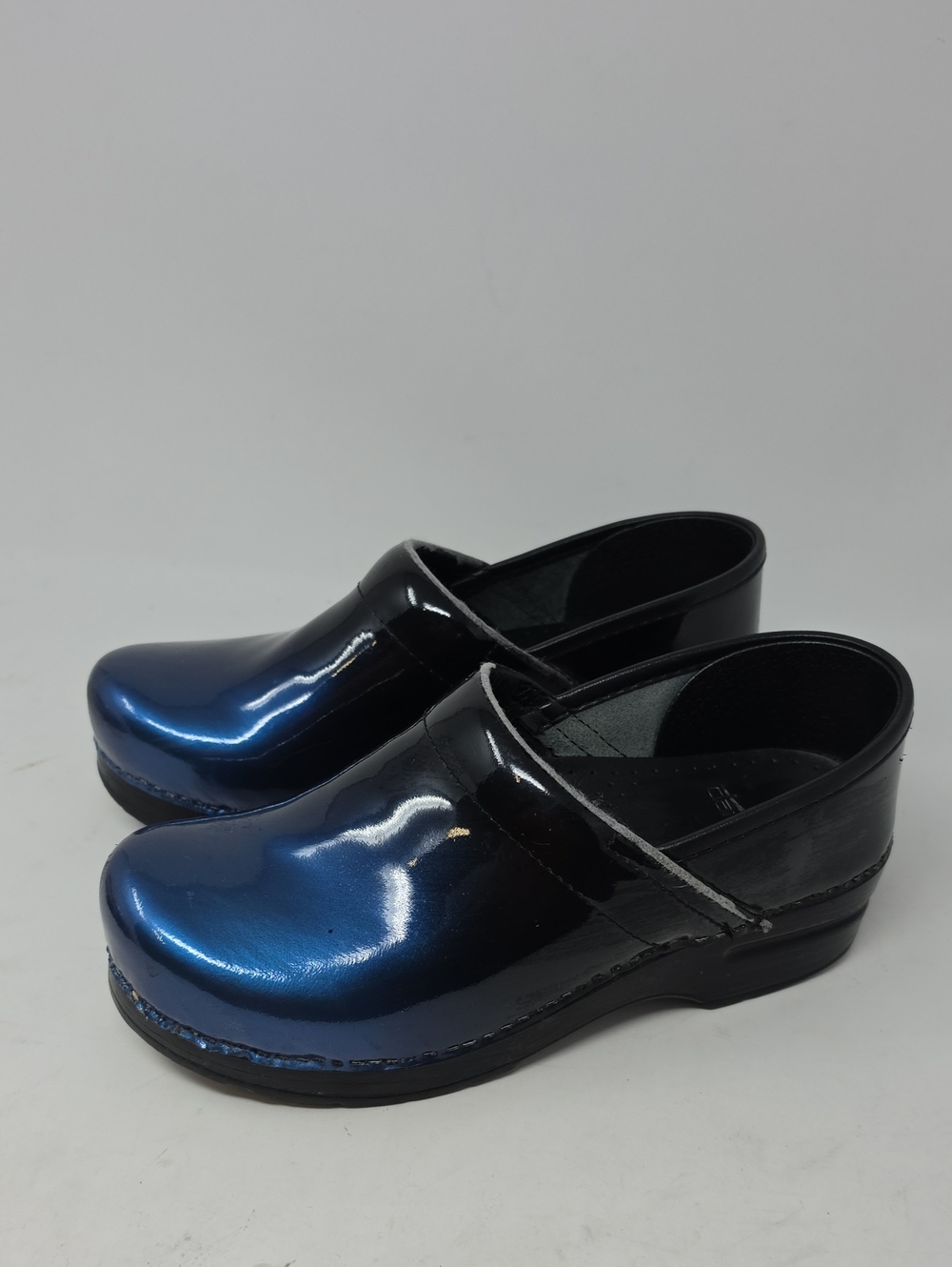 Dansko Leather Slip-On Clogs in Black and Blue Women's Size 38